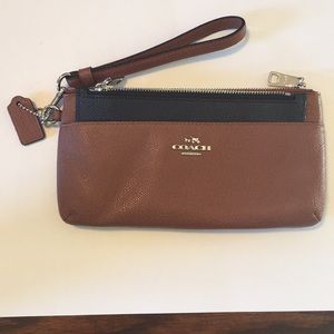 Authentic Coach brown wristlet